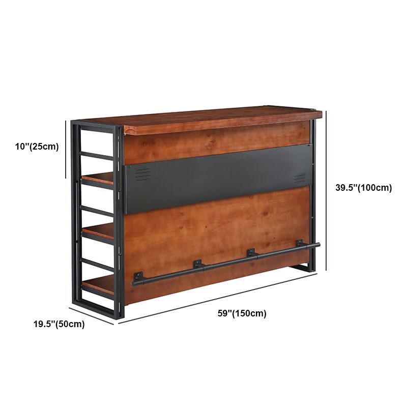 Industrial 1/2/3 Pieces Counter Height Set Rectangle Solid Wood Pub Table Set