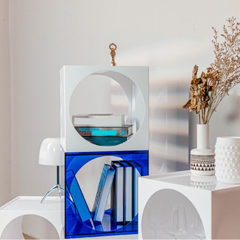 Square Acrylic Side Table 13.78" W x 13.78" H End Table with Storage