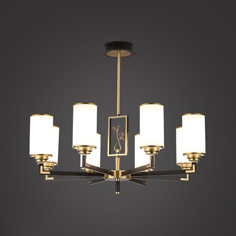 Cylinder Shape Pendant Lights Modern Style Glass Chandelier Lights