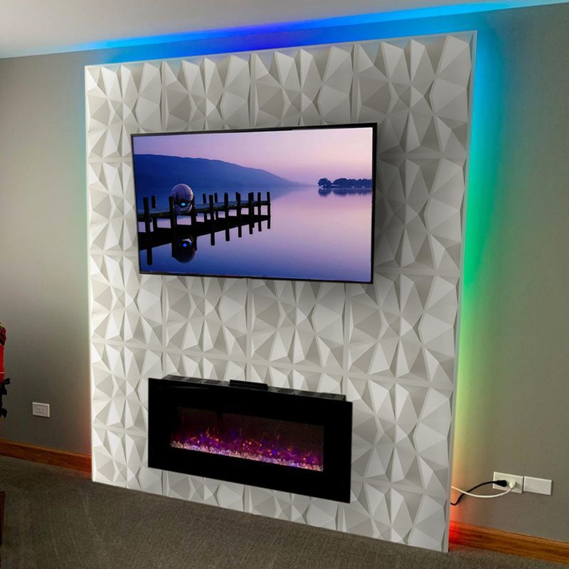 Modern Tin Backsplash Paneling Smooth Upholstered Wall Ceiling in Black and White