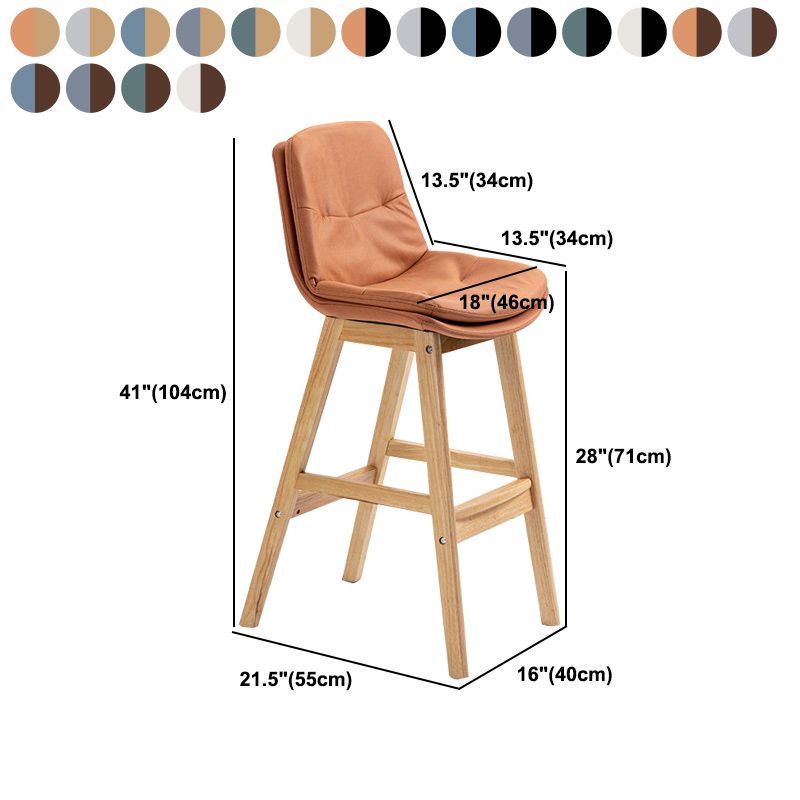 Modern Rubberwood Footrest Barstool Low Back Restaurant Stool
