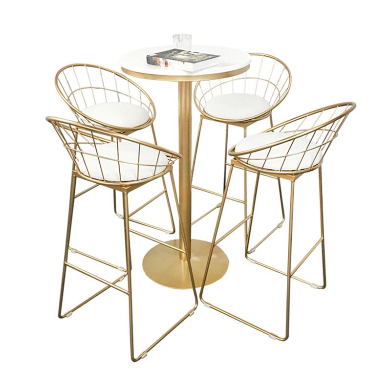 Glam Armless Dining Stool Low Back Bar Stool with Gold Metal Base