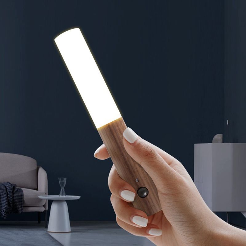 Wood Cylinder Wall Sconce Lighting Modern Style 1 Light Wall Lamps