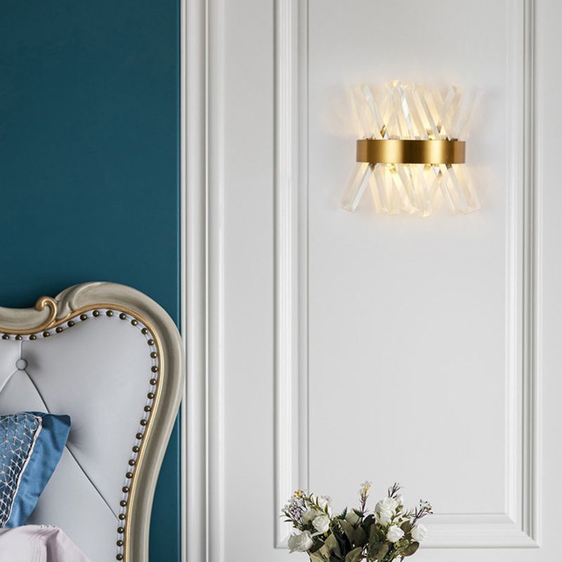 Geometric Shape Crystal Wall Light Modern Style 2 Lights Wall Light Sconce in Gold