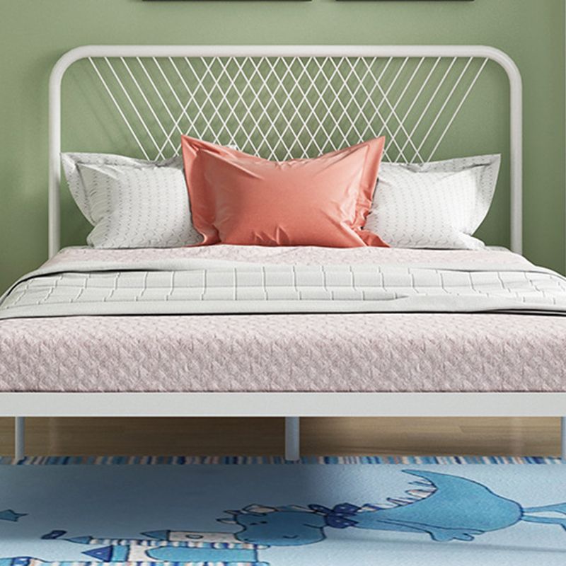 Contemporary Style Solid Color Bed Frame Metal Bed with Headboard