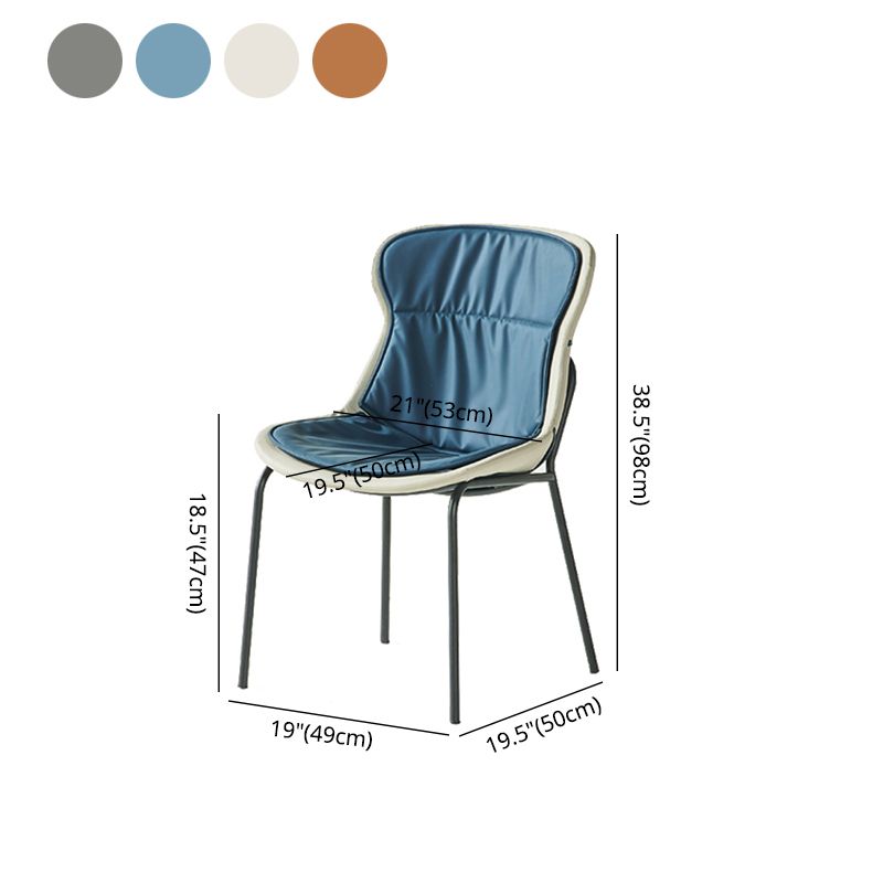 Industrial Style Leather Dining Side Chairs Solid Back Armless Side Chair