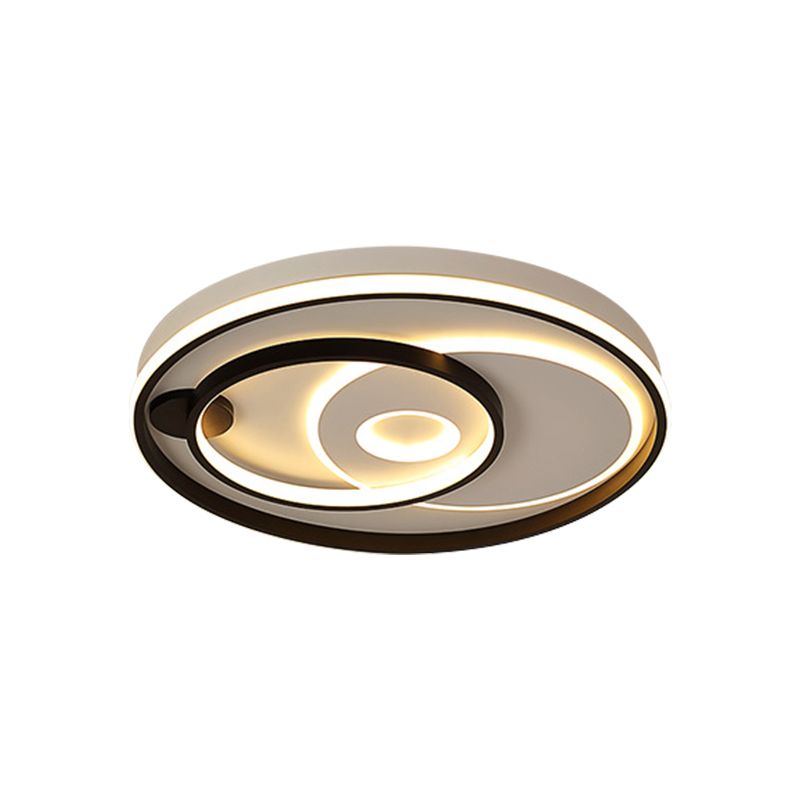 Modern Style LED Ceiling Light Black Layered Round/Square/Rectangle Flush Mount Lamp with Acrylic Shade, Warm/White Light