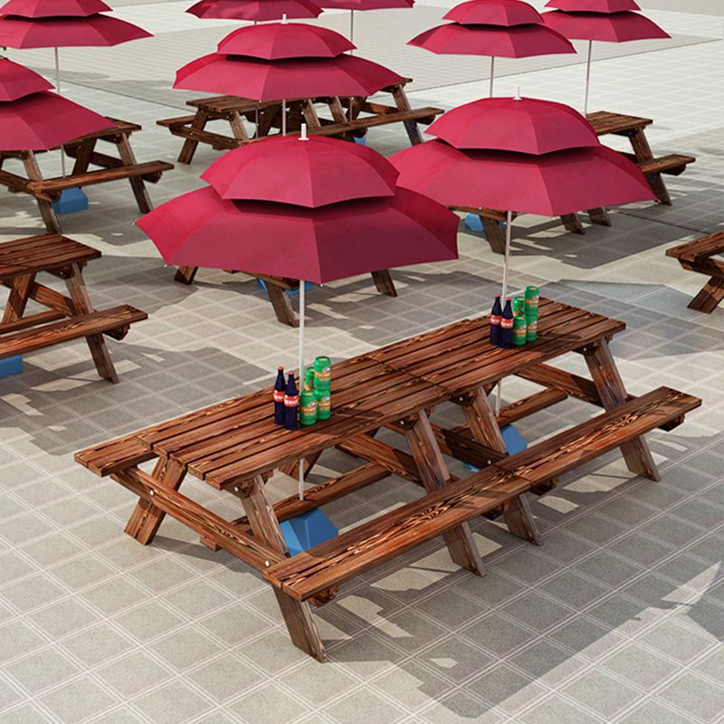 Farmhouse Style Patio Table Outdoor Rectangular Wooden Camping Table