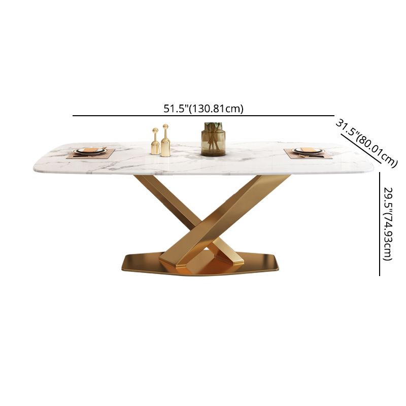 Modern Rectangle Sintered Stone Dining Table for 4/6 with Metal Base Dining Set for Restaurant