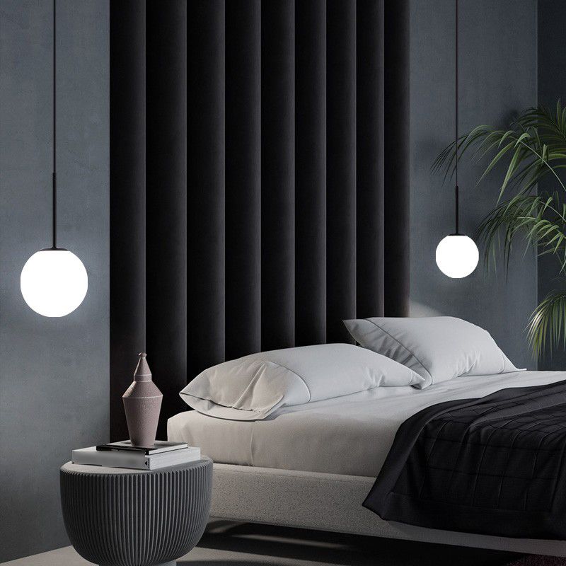 Moderner Stil Kugelform Pendelleuchte Glas 1 Licht Anhängerlampe für Wohnzimmer