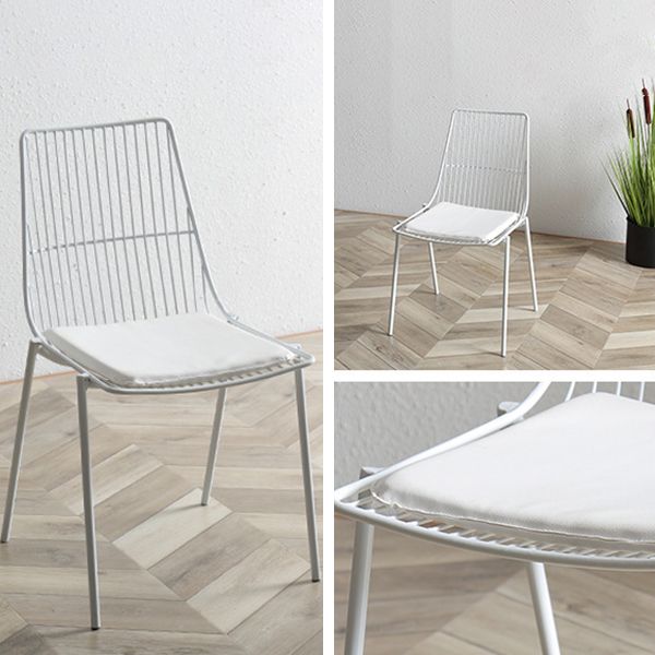 Contemporary Faux Leather Slat Back Side Chair in Matte Finish for Indoor