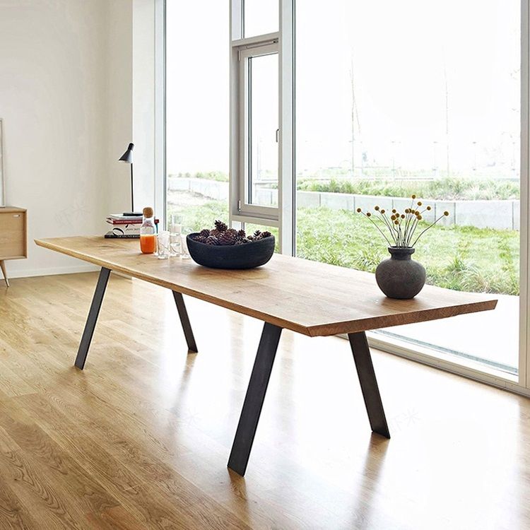 Metall Industrial Rechteck Esstisch Massiv Holz Tisch mit 4 Beinen