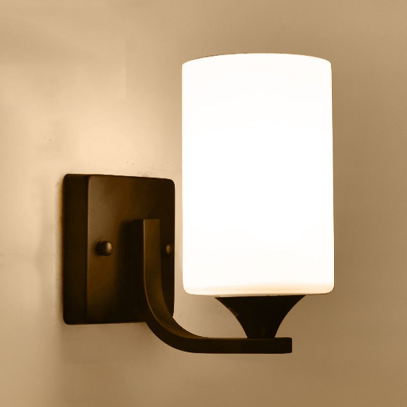 Metal Cylinder Shape Wall Light Nordic Style Wall Sconce with Glass for Living Room