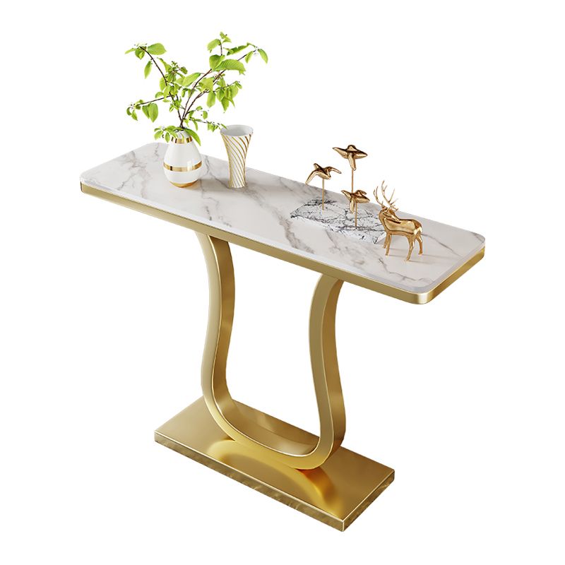 Glam Rectangle Console Table 31.5-inch Tall Stone Accent Table