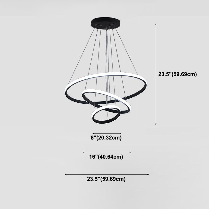 Luces colgantes de metal de estilo colgante de múltiples capas de 3 luces en negro