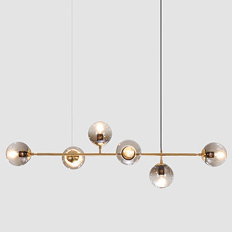Modern Linear Ceiling Pendant Light Glass 6 Lights Hanging Ceiling Lights