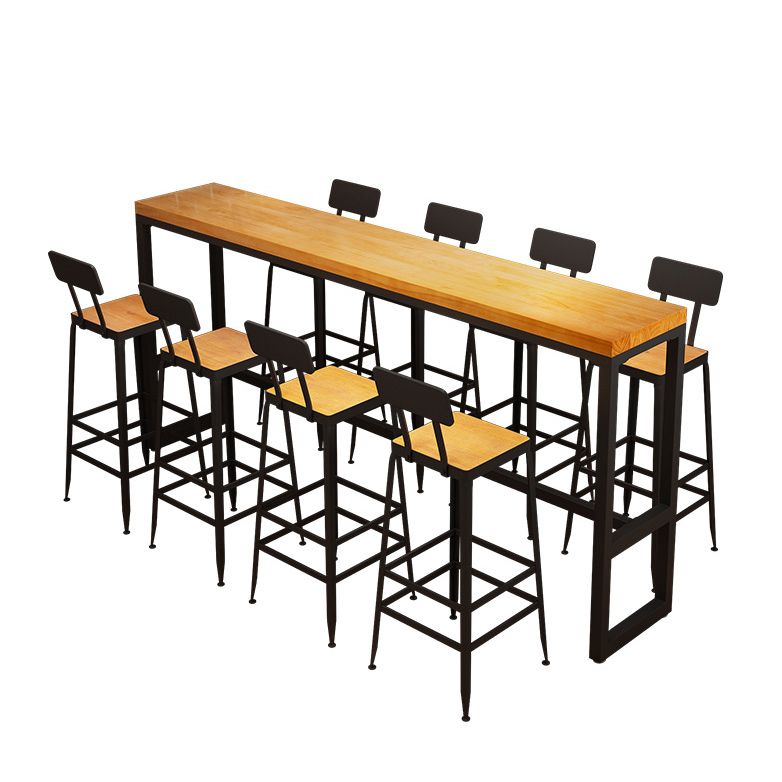 Solid Wood Pub Table Bar Height Industrial Rectangle Bar Table for Indoor
