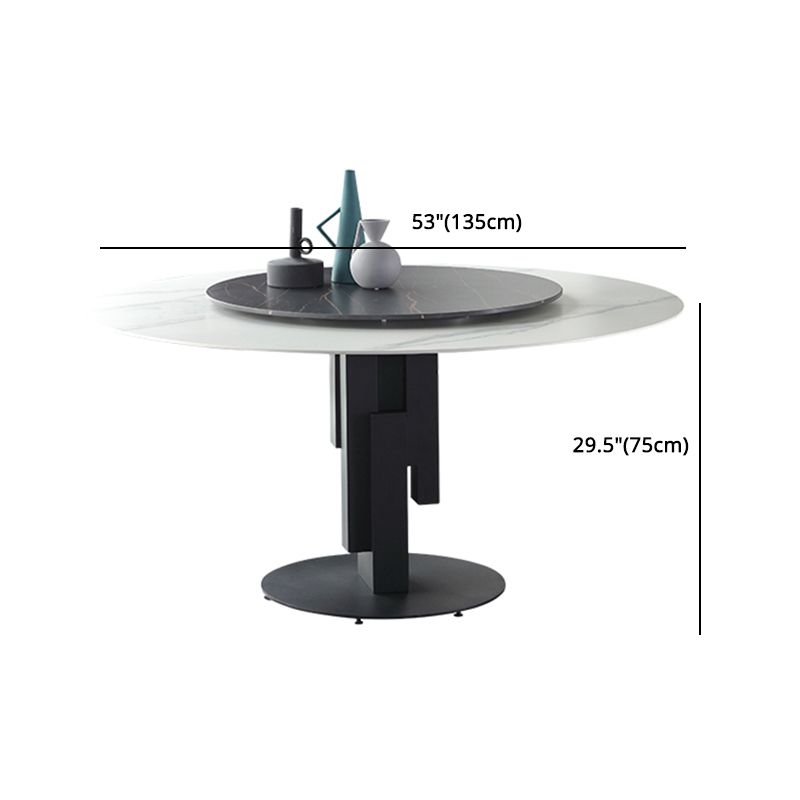 Modern Round Dinette Set 1/4/7 Pieces Sintered Stone Top Dining Table Set with Turntable
