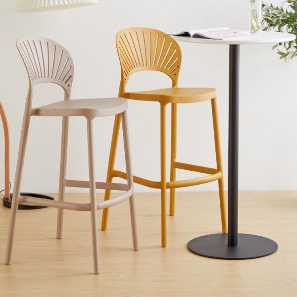 Low Back Plastic Dining Stools Armless Bar Stools with Footrest