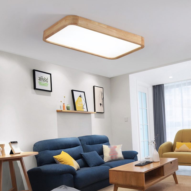 Plafonnier en bois monté sur plafonnier moderne pour salon