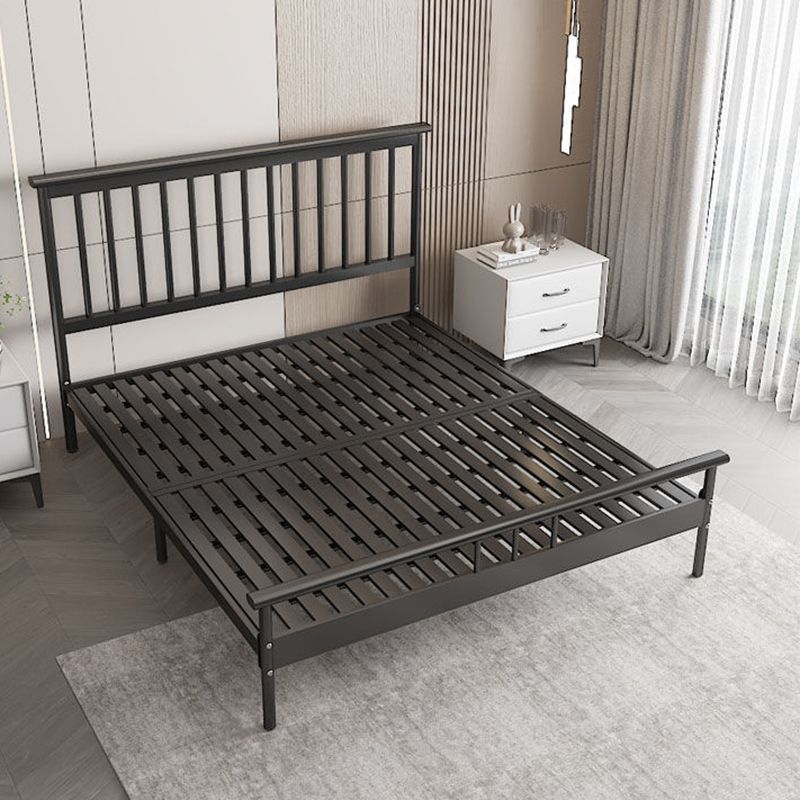Glam Rectangle Headboard Bed with Iron Frame and Legs Open-Frame Bed