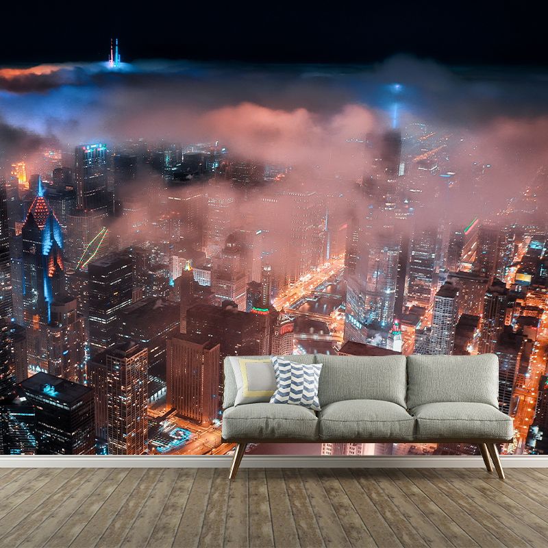 City Night Scene Wallpaper Mildew Resistant Indoor Wall Mural