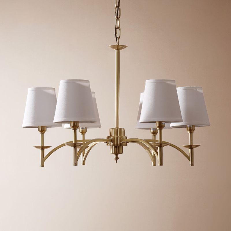Multi-Head Chandelier Lighting Fixtures Traditional Barrel Suspension Lamp with White Fabric Shade