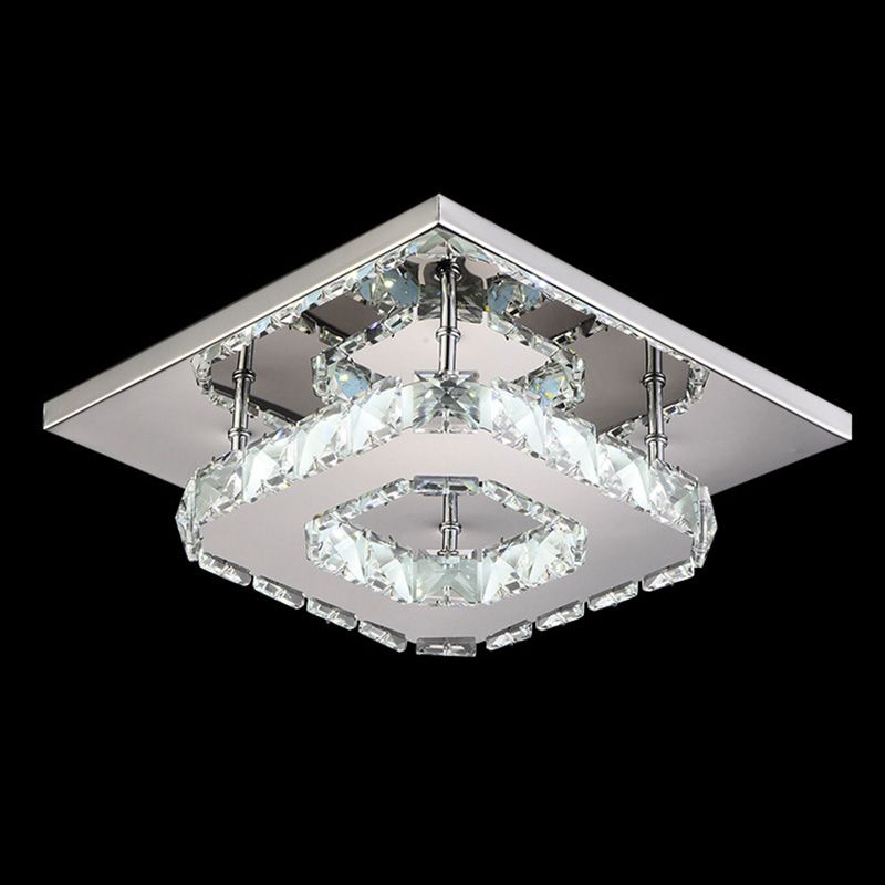 Modern Minimalist Crystal Block Flush Mount Ceiling Lamp Square Shape LED Flush Mount Lighting for Bedroom