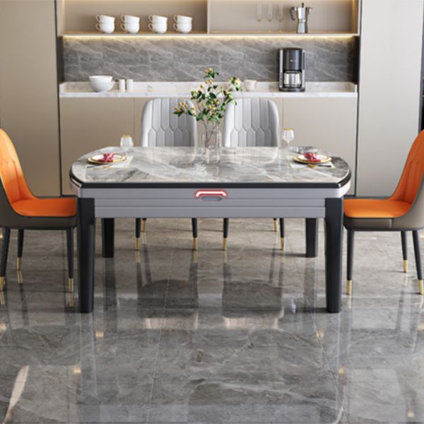 Modern Scalable Stone Dining Table Rubber Wood Legs for Dining Room