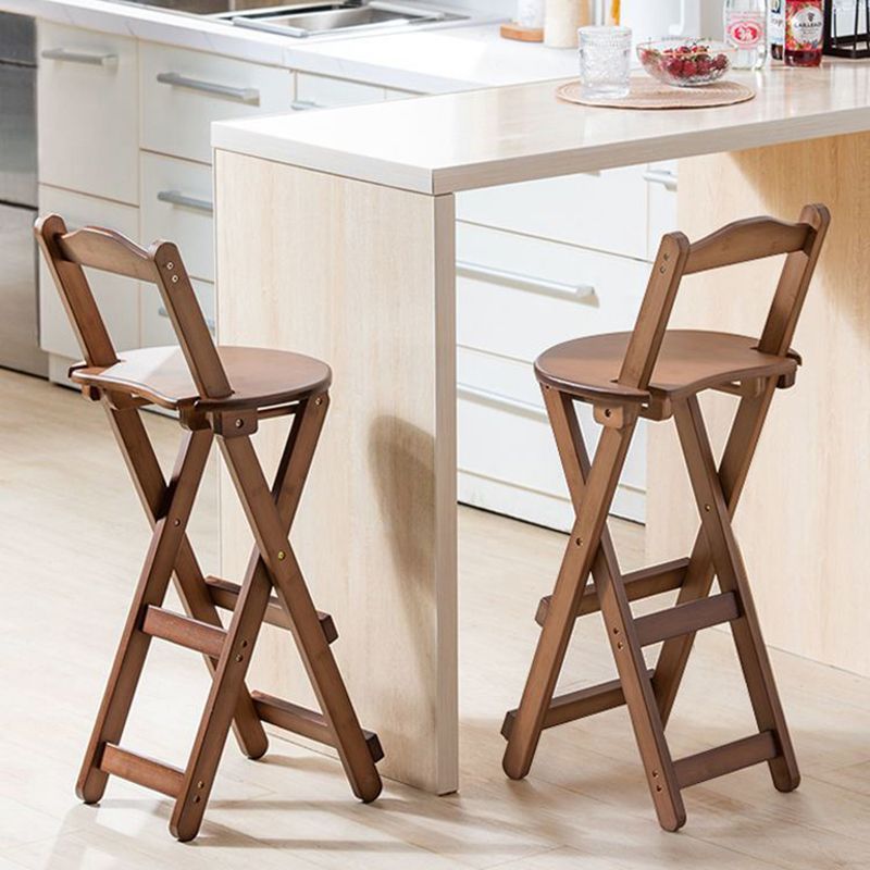 Taburete de bar de madera plegable sin brazos moderno para cocina con asiento de madera
