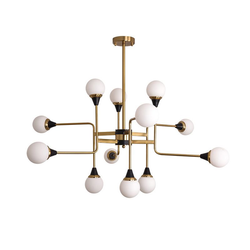 Postmodern Glass and Metal Chandeliers 12 Heads Ceiling Pendant Light for Living Room