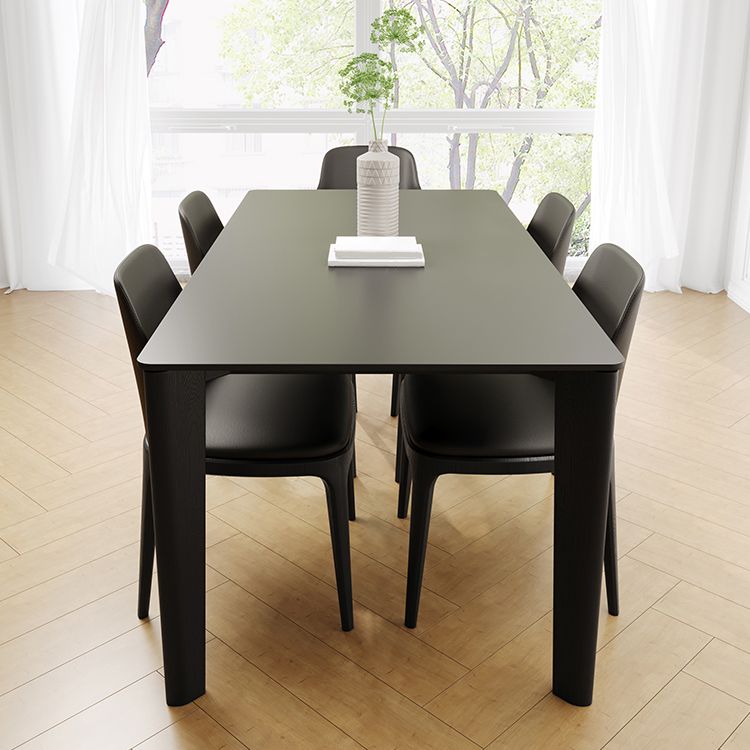 Top de piedra sinterizada Mesa negra moderna para la mesa de comedor rectangular de restaurantes con 4 patas