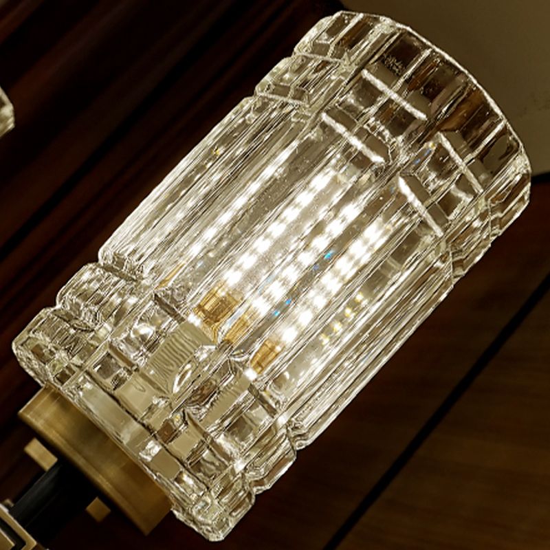 Modern Style Cylinder Shape Wall Light Crystal 1 Light Sconces for Living Room