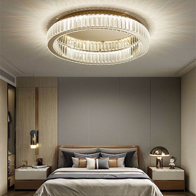 Roestvrijstalen LED-plafondlamp in moderne luxe stijl Kristallen ronde inbouwmontage voor slaapkamer