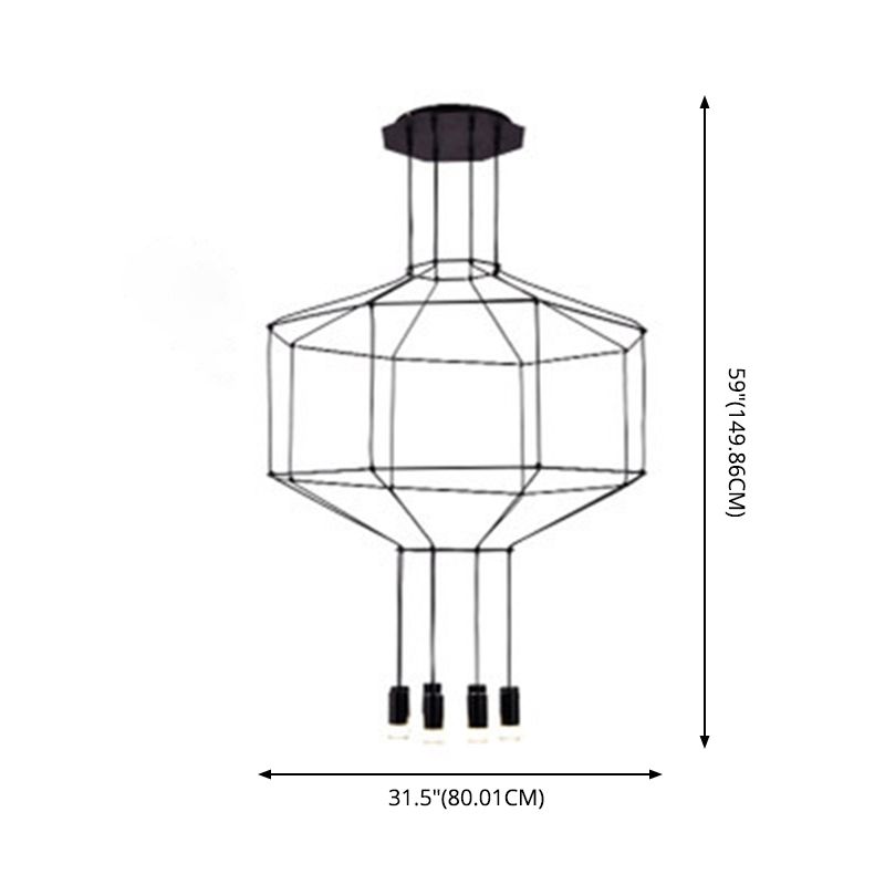 Black Metal 1 Light Pendant Light Nordic Modern Geometric Wire Cage Hanging Lamp for Restaurant