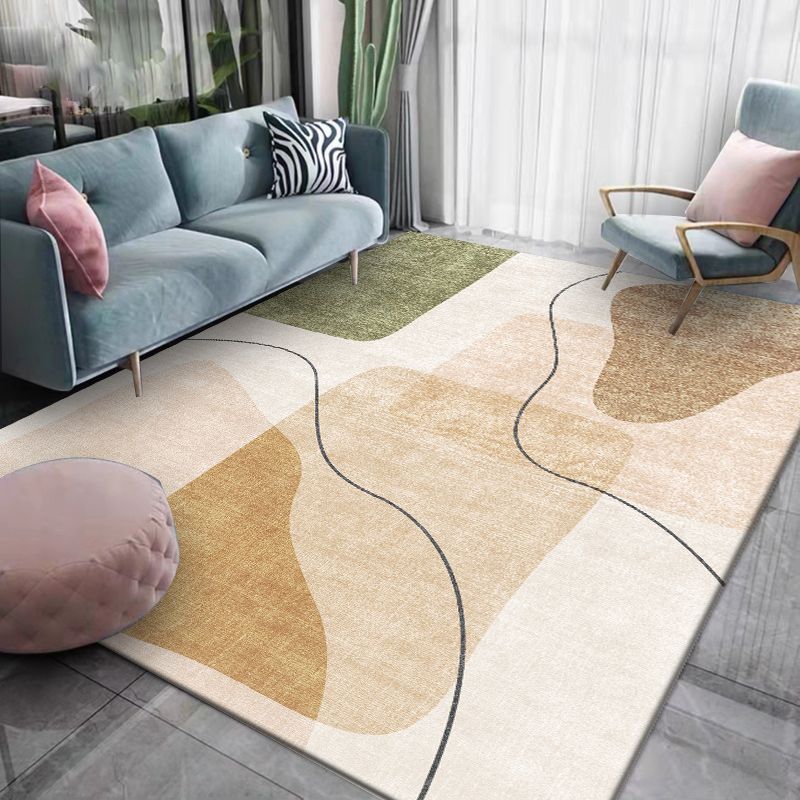 Adults Contemporary Area Carpet Stain Resistant Rectangle Rug Color Block Indoor Rug