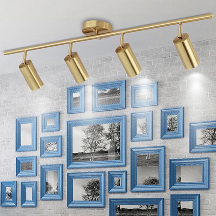 Luz de pista nórdica montada en superficie en sala de estar dorada, tienda de ropa para el hogar, iluminación comercial semimontada