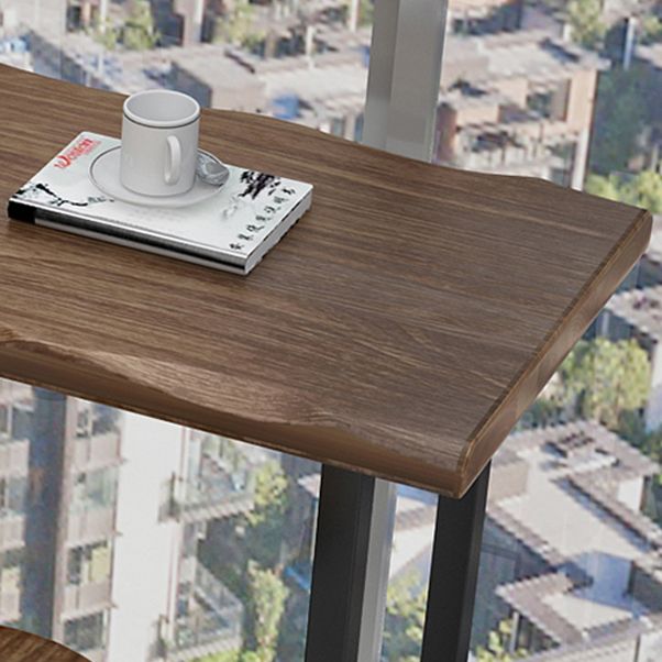 Contemporary Rectangle Bar Dining Table Wood Sled Bar Height Table in Brown