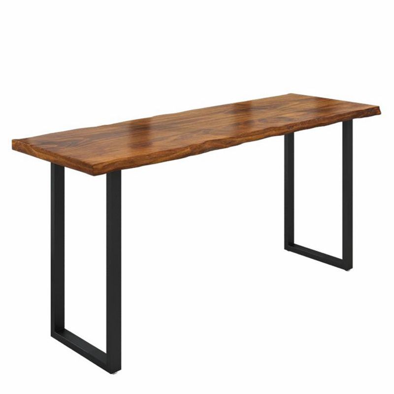 Modern Solid Wood Bistro Bar Table Rectangle Metal Base Bar Table for Dining Room