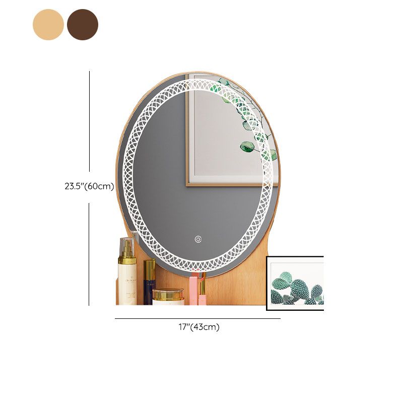 31. 5" L Wooden Vanity Table with Mirror & Stool 4 Drawers Makeup Vanity Table Set