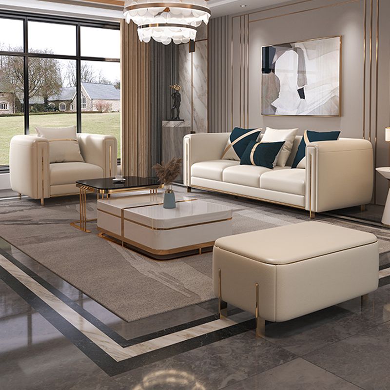 33.46" Wide Tuxedo Arm Sofa White Standard Sofa for Living Room