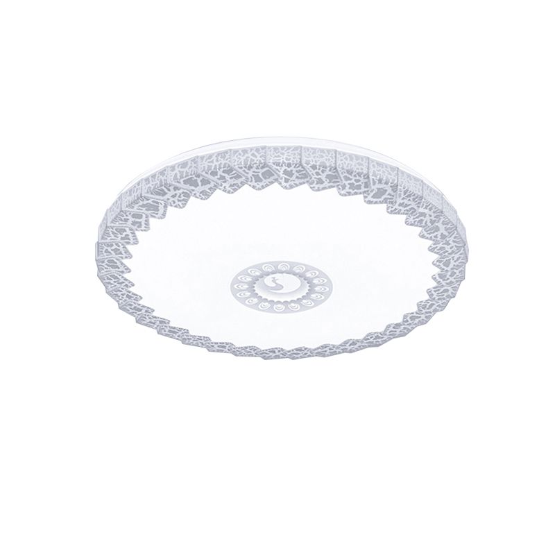 Plafonnier LED minimaliste avec abat-jour en acrylique blanc/bleu/or, plafonnier circulaire craquelé pour chambre à coucher en blanc chaud/blanc, 38,1 cm/48,3 cm de large.