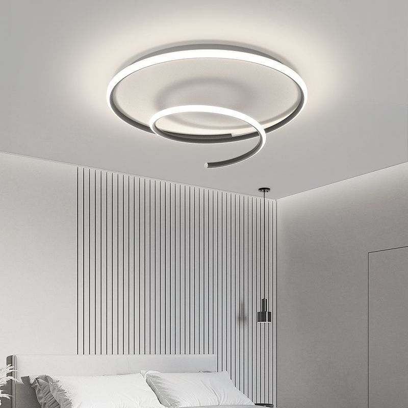 Contemporary Metal Ceiling Light Linear Black Flush Mount Light for Bedroom