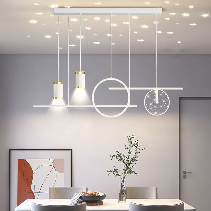 Modern Simple Metal Hanging Lamp Circle Shape Island Light Fixture for Living Room
