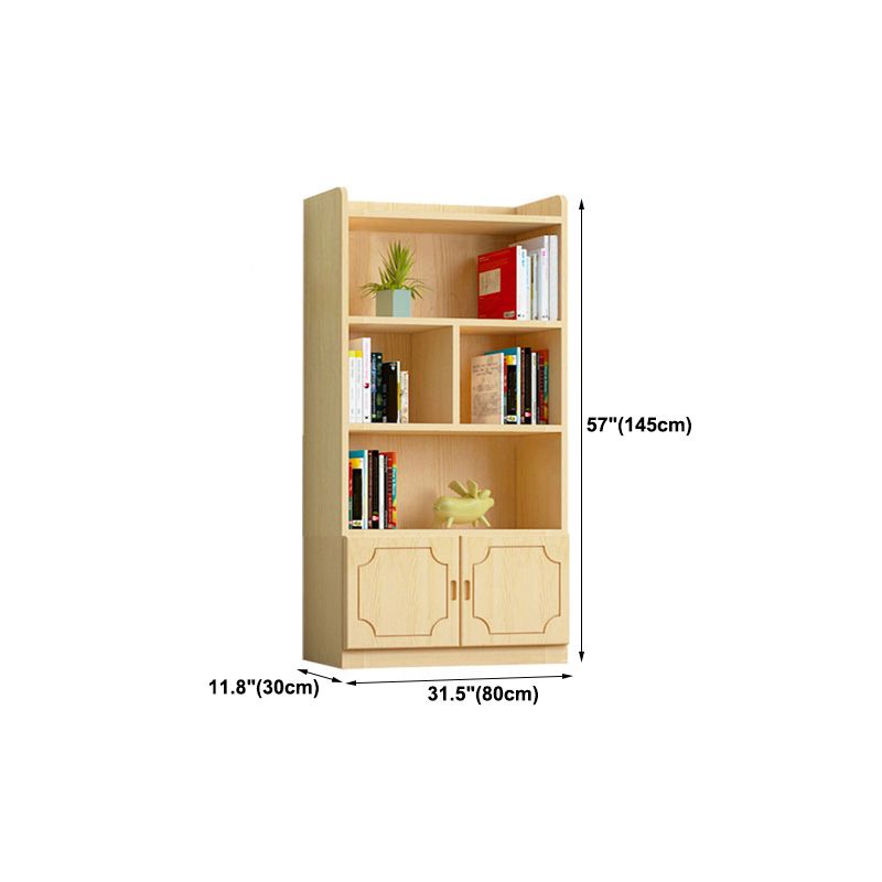 Contemporary Wooden Vertical Book Shelf Closed Back Brown Shelf Bookcase for Study Room
