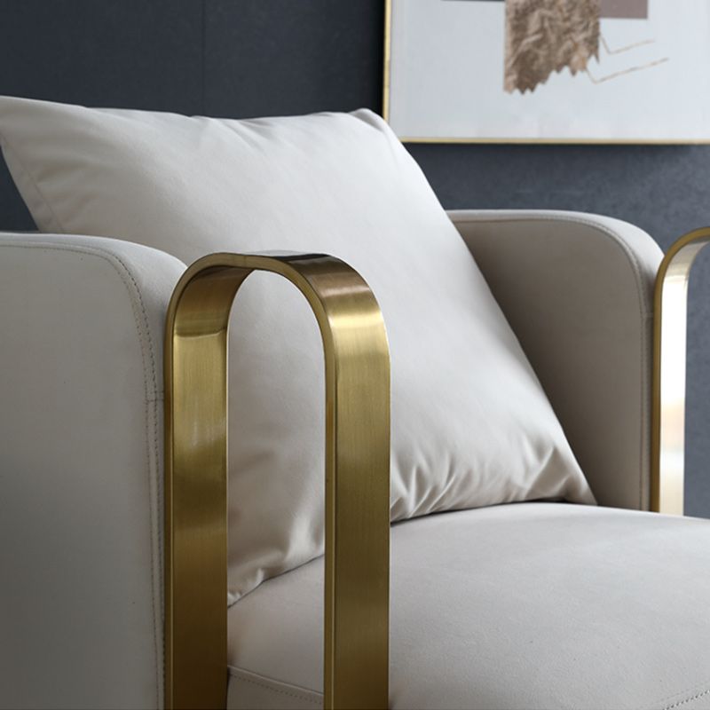 Glam Arm Chair Pillow Back Gold Base Arms Included Living Room Armchair