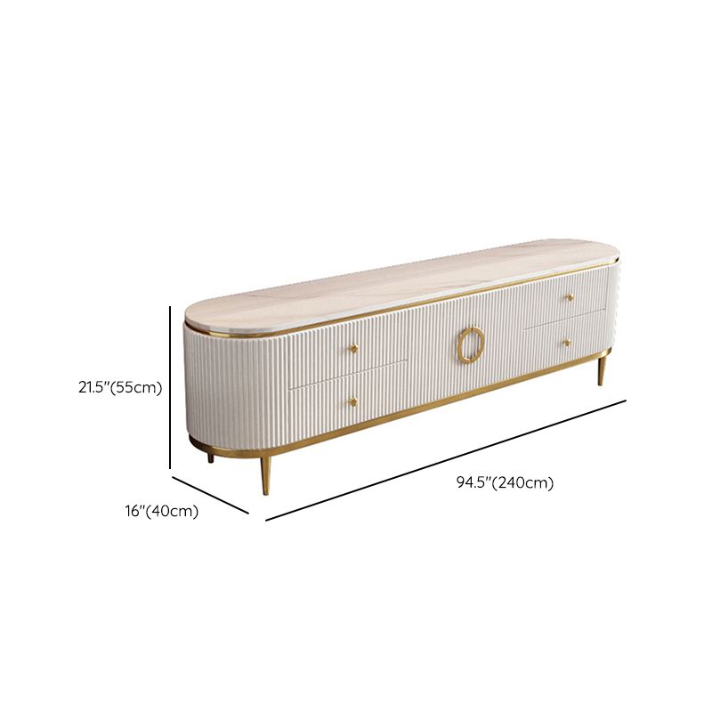Contemporary TV Media Console Stone TV Console with 4 Drawers