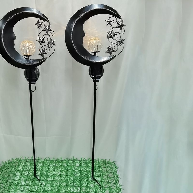 Black Cut out Solar Landscape Light Art Decor Metal LED Stake Lighting for Backyard