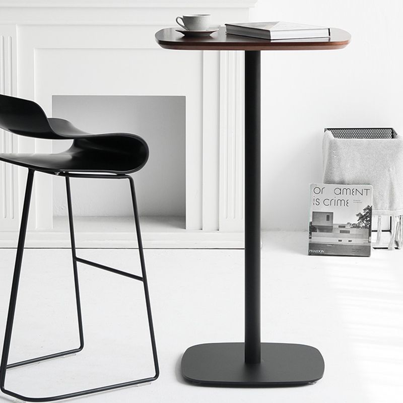 Square Bar Table in Metal and Wood Glam Bar Table with Pedestal Base
