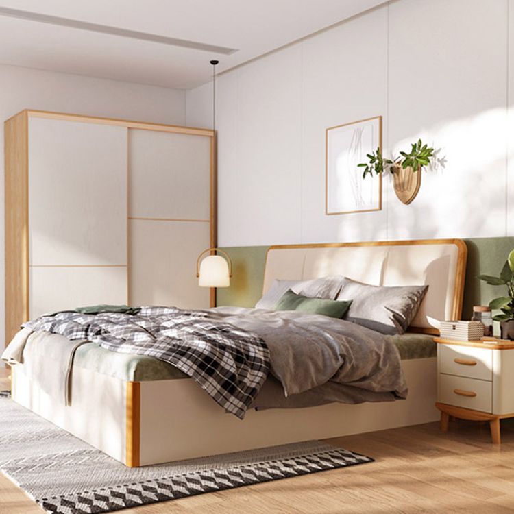 Wood Standard Bed with Upholstered Headboard Mattress Included 41.33" High